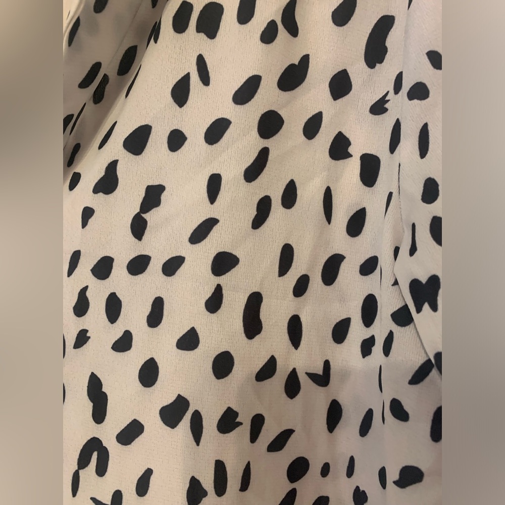 ECOWISH Women Sz S White Black Long Sleeve Animal Print Button Up Blouse - Picture 5 of 8